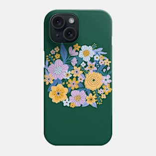 Vintage flower garden in lilac, yellow and green Phone Case