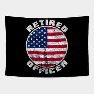 Retired Police Officer Proud Patriotic Officer American Flag Tapestry