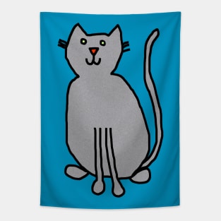 Cat Silver Tapestry