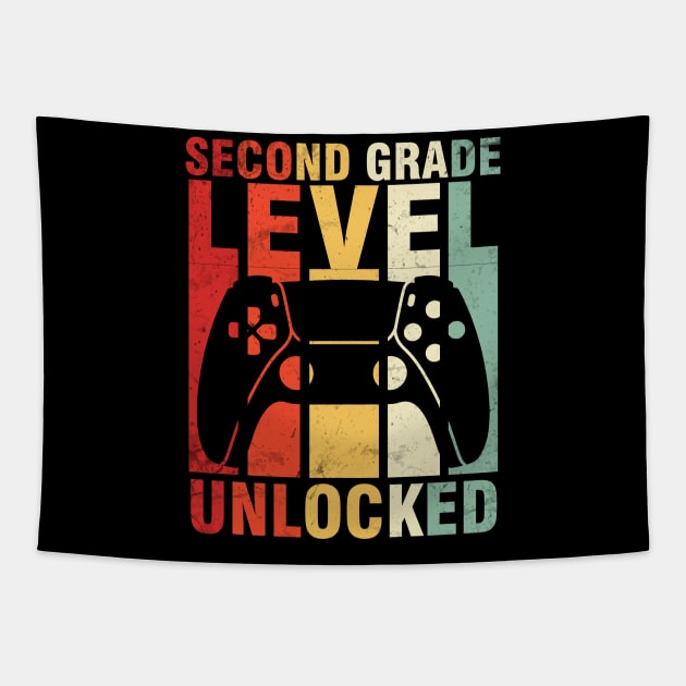 Gamer Student Second Grade Level Unlocked Back To School Day Tapestry by DainaMotteut