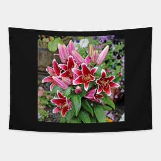 Red Wet Lilies Tapestry
