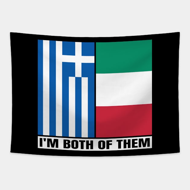 Half Italian Half Greek Heritage Greeks Roots & Italy DNA Family Flag Design Tapestry by OriginalGiftsIdeas