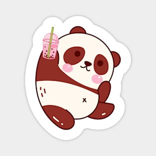 Panda Bear Drinking Bubble Tea Magnet