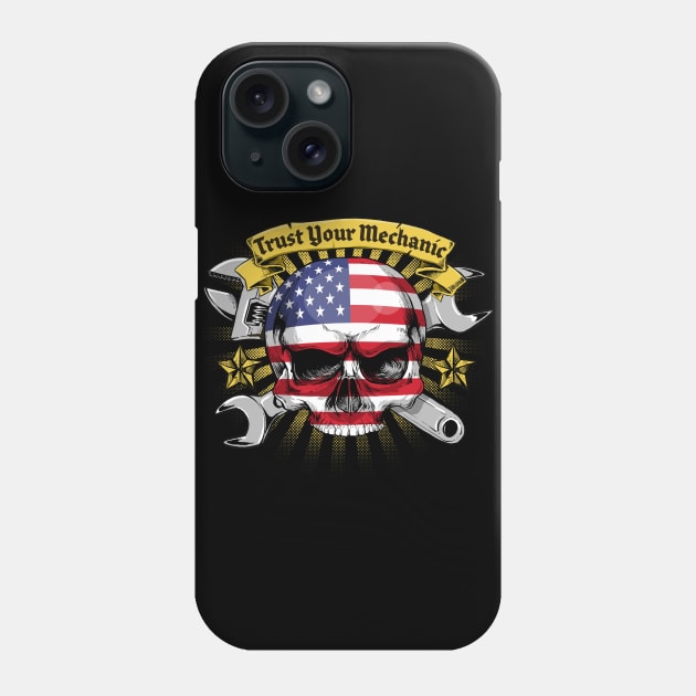 Trust your Mechanic USA Mechanic Logo Phone Case by Black Tee Inc