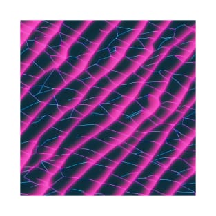 Electrifying Lines - pink and blue lines on black background T-Shirt