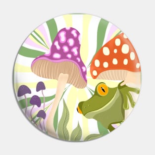 Groovy Whimsical Shrooms Frog Pin