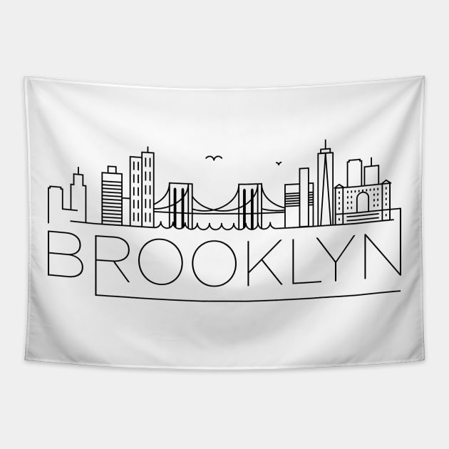 Brooklyn Minimal Skyline Tapestry by kursatunsal