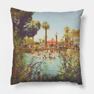 Beautiful Palm Trees Photography design with blue sky and swimming pool holiday vibes Pillow