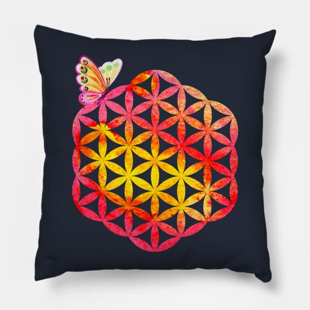 Flower of life, butterfly Pillow by Unelmoija