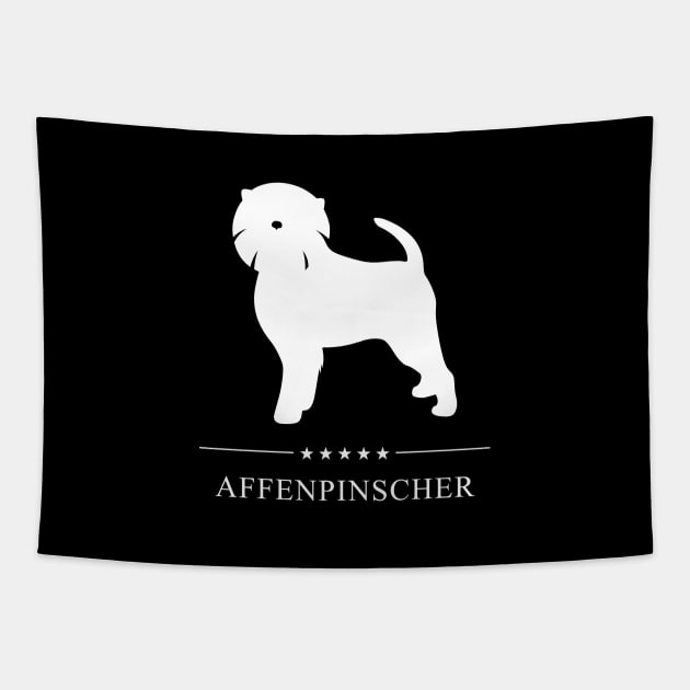 Affenpinscher Dog White Silhouette Tapestry by millersye