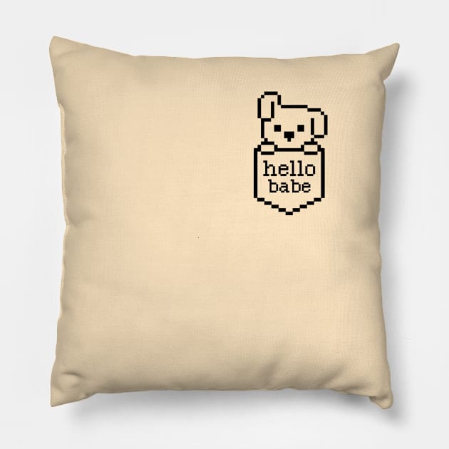 Puppy In The Pocket / Hello sign / Perfect gift for every Kid Pillow by Yurko_shop
