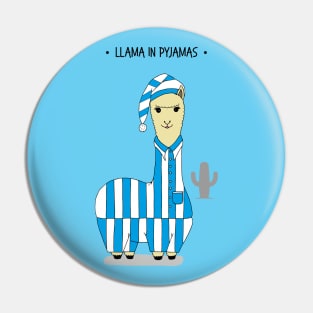 Cute Llama in Pyjamas Cartoon Pin