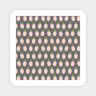 Pineapples Pink on Gray Magnet