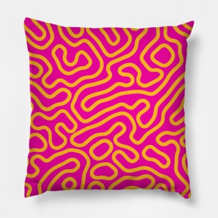 pink and yellow squiggle lines Pillow