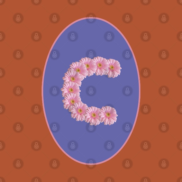 Letter C Pink Gerbera Daisy Monogram by ellenhenryart