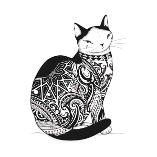 Cat in Tribal Tattoo T-Shirt