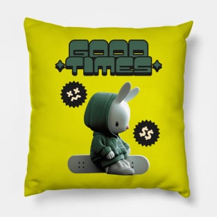 Good times skateboarding bunny character Pillow