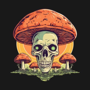 Whimsical Wonders Psychedelic Mushroom Skull T-Shirt