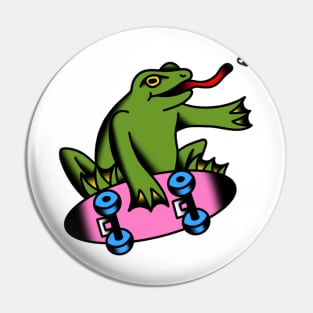 Skateboarding Frog Pin