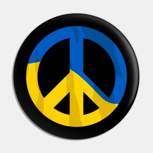 Retro Ukraine Peace Sign with Ukraine Flag Overlay Design Pin