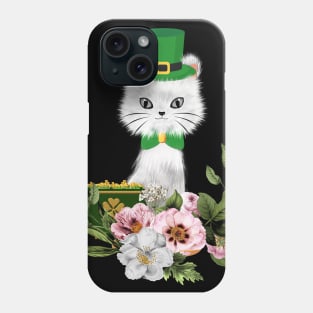 Happy st. patrick’s day, cute little cat and flowers Phone Case