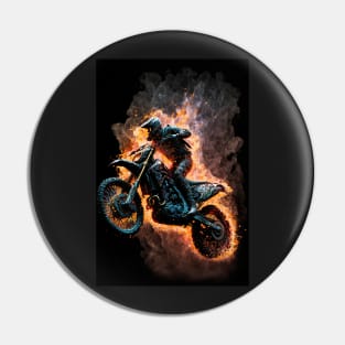 Dirt Bike With Flames Pin