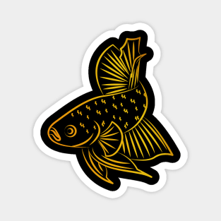 Golden Elegance: The Betta in Darkness Magnet