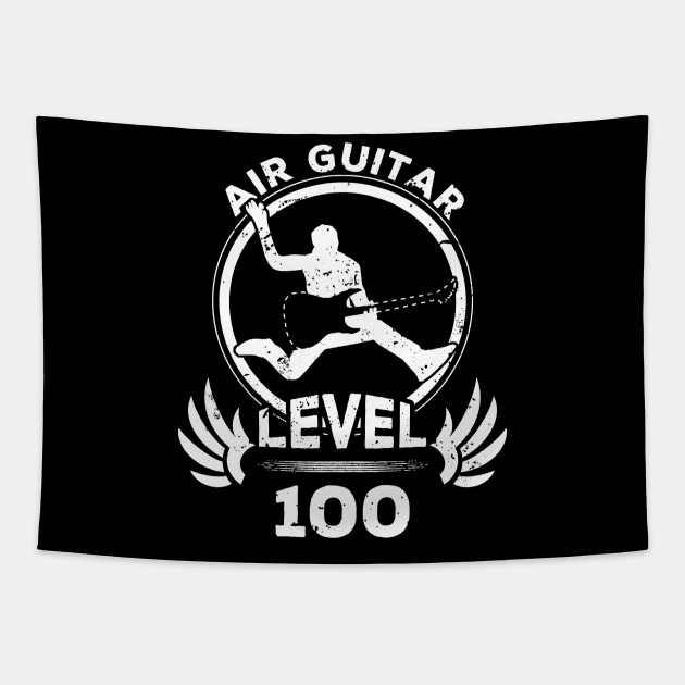 Level 100 Air Guitarist Funny Musician Gift Tapestry by atomguy