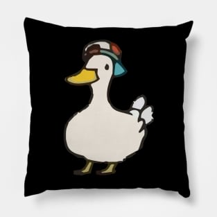 duck with cap , cool duck , handdrawn Pillow