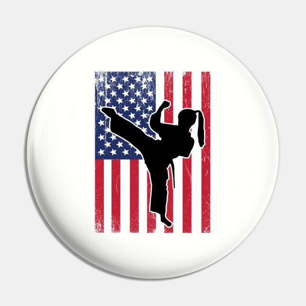 Taekwondo - Taekwondo USA Flag Pin by Kudostees