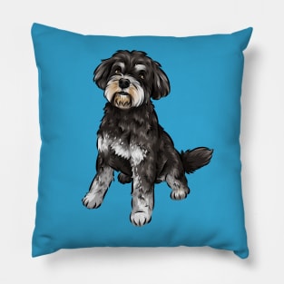 Cute Miniature Schnauzer Dog | Black and White Pillow