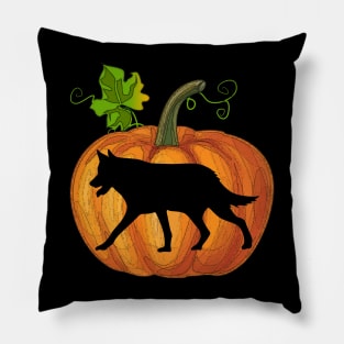 Wolf in pumpkin Pillow