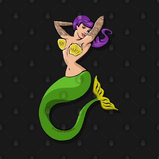 Purple-haired mermaid with tattoos by FanboyMuseum