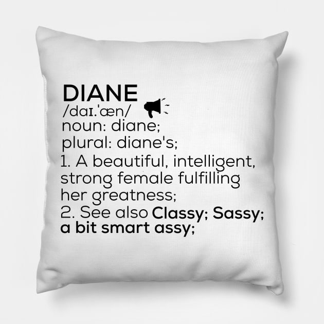 Diane Name Definition Diane Female Name Pillow by TeeLogic