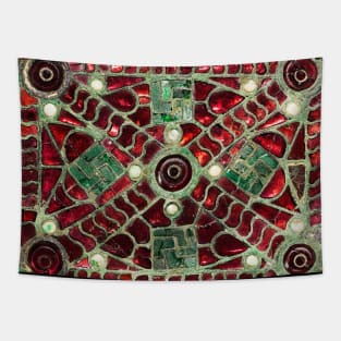 VISIGOTHIC BRONZE BELT BUCKLE WITH RED GREEN MOTHER OF PEARLS Tapestry