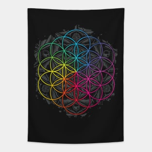 Sacred Geometry Flower of Life Mandala Color 2 Tapestry