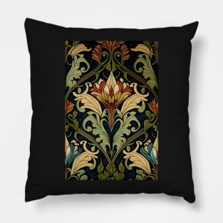 Floral Garden Botanical Print with Fall Gold Flowers and Leaves Pillow