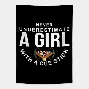 Never Underestimate A Girl With A Cue Stick Tapestry