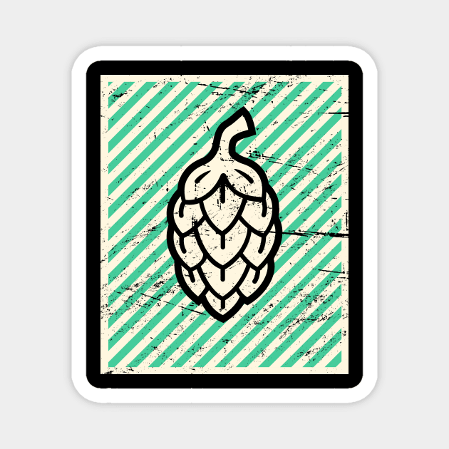 Vintage Craft Beer Hops Poster Magnet by Wizardmode