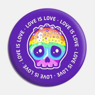 Love is love - gay pride skull Pin