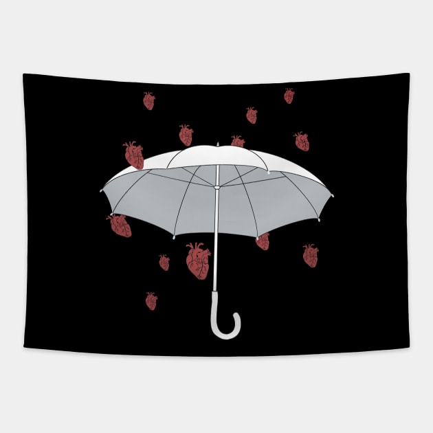 Anatomy heart rain art Tapestry by Carries Design 