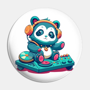 cute panda playing dj music Pin