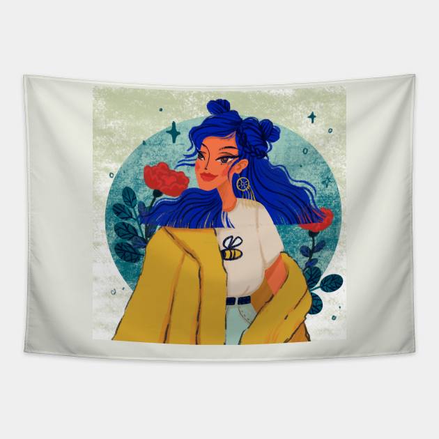 blue hair, don't care Tapestry by MAGLISHNIMA