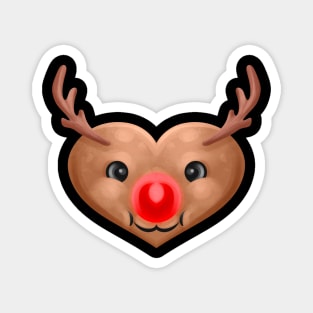 Heart Shaped Rudolph Reindeer For Christmas Magnet