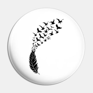 Black feather with flying birds Pin