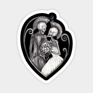 Skeleton lovers couple wedding punk rock. Magnet