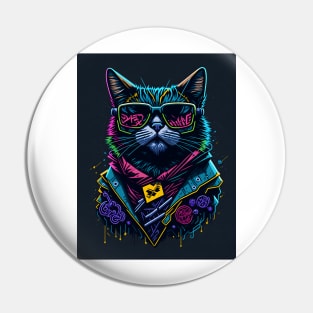 Graffiti Cat in Action Pin