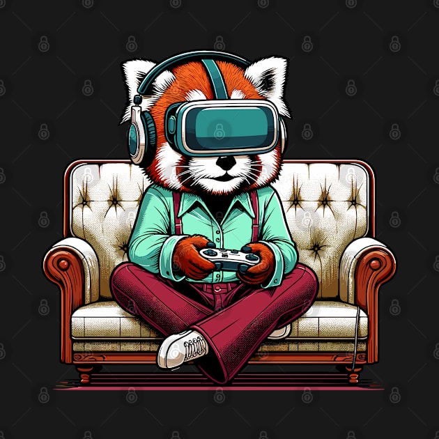 Red Panda gamer - Retro Gaming Bliss by TimeWarpWildlife