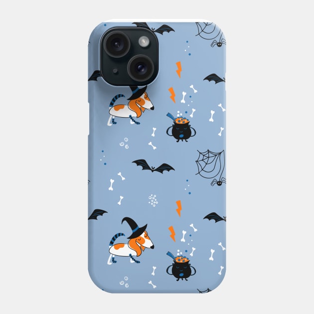 Cute print with a puppy in a witch costume Phone Case by DanielK