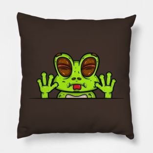 Frog Cartoon With Taunt Face Expression Pillow